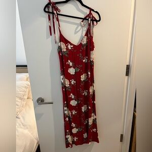 Reformation Red Floral Midi Dress